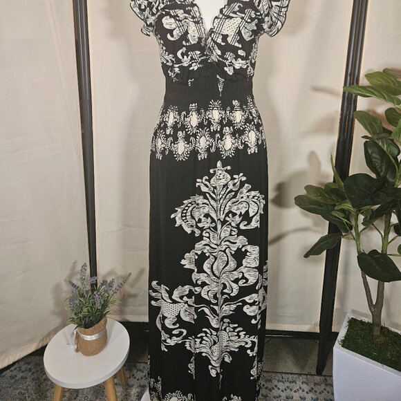 Bohemian Black and White dress size Large - Picture 2 of 9